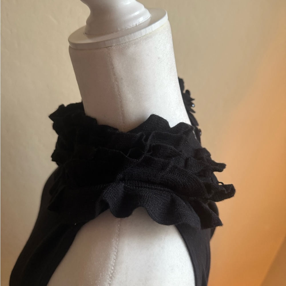 Ralph Lauren Elegant Black Ruffled Women's Top w/ sparkly back buttons - Picture 8 of 9